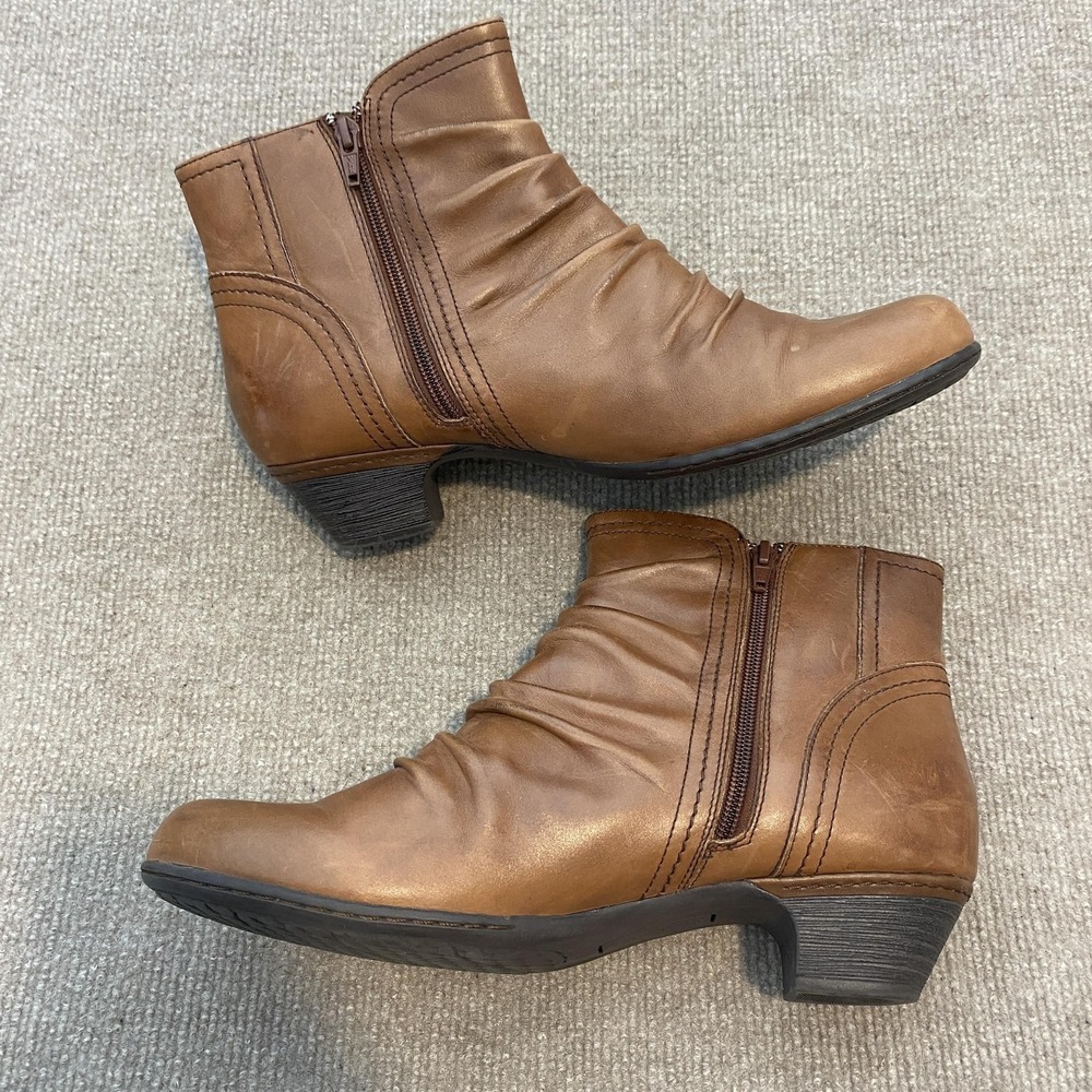 Rockport Booties Womens Size 12 Brown Leather Ankle Zip Block Heel CBD51AL 21 - Picture 4 of 13